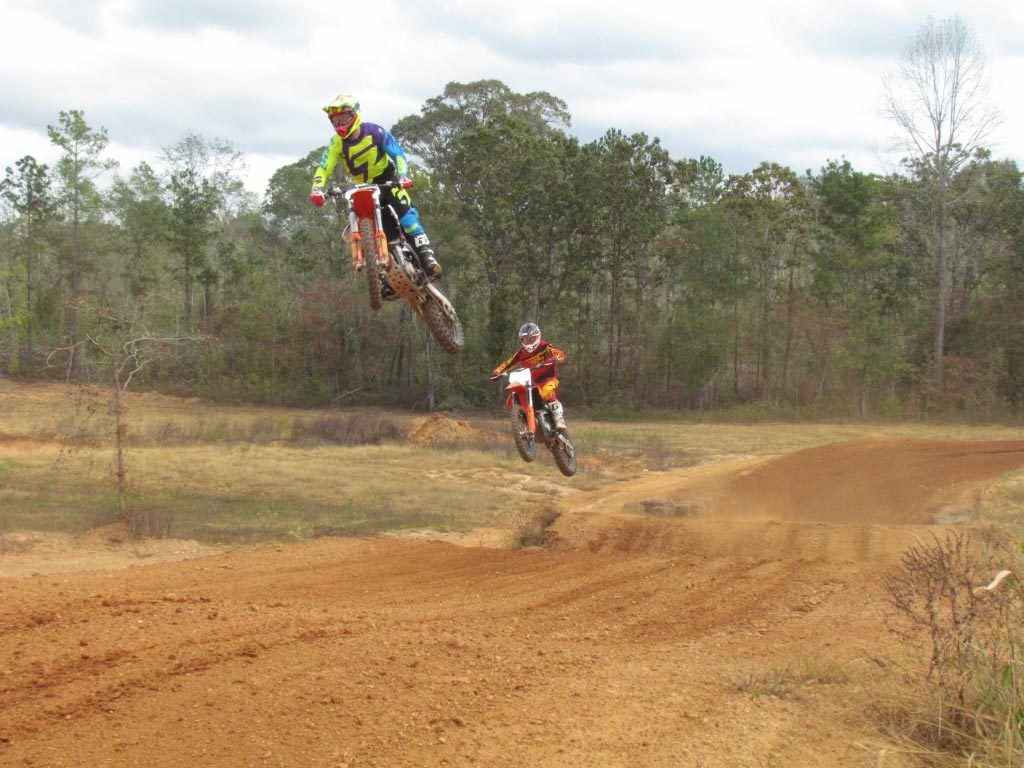 Austin, front, and Brandon at Synergy Cycle Park during open practice day in 2017.