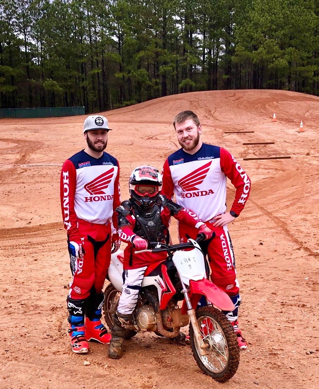 Brandon, left, and Austin, right, coached a Make-A-Wish recipient in DirtBike School. 