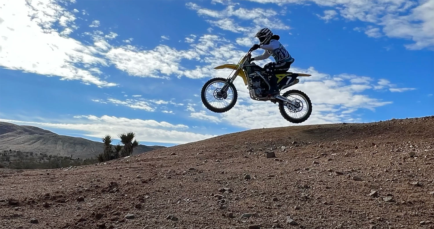 Maddox Kennerson getting some air time on his dirtbike.